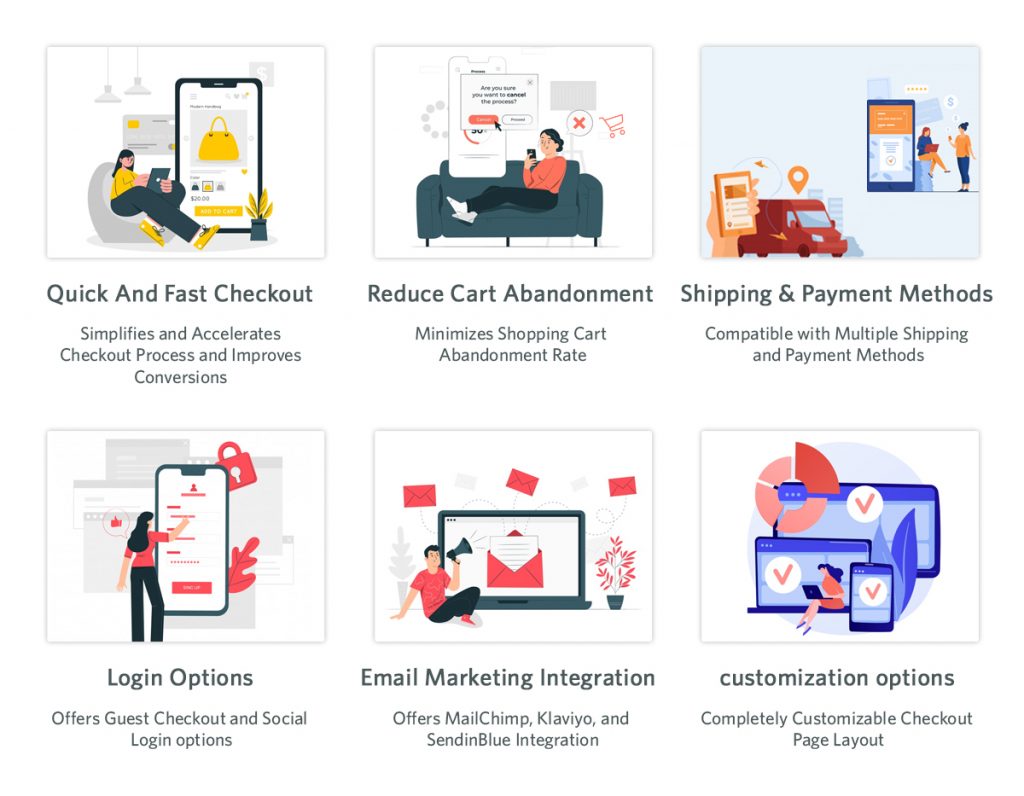one page checkout features