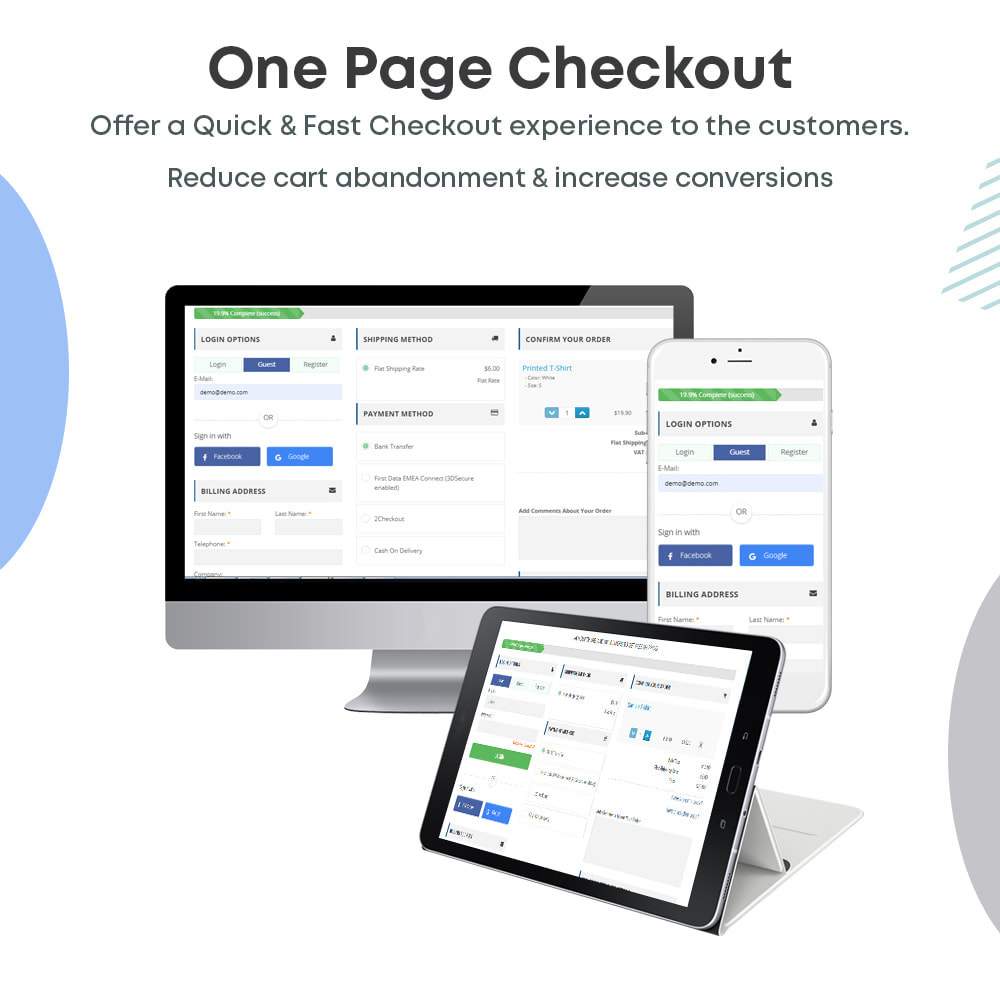 One page checkout offers a quick and fast checkout experience to customers