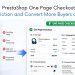 PrestaShop one page checkout addon interface showing simplified single-page checkout flow to reduce cart abandonment