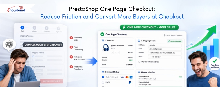 PrestaShop one page checkout addon interface showing simplified single-page checkout flow to reduce cart abandonment